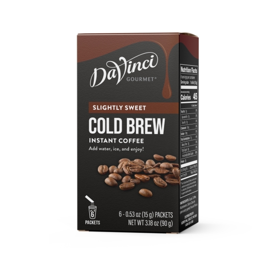 Davinci Gourmet Slightly Sweet Cold Brew Stick Pack, 6 Count -- 8 Per Case