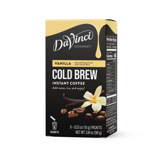 Davinci Gourmet Vanilla Cold Brew Stick Pack, 6 Count -- 8 Per Case