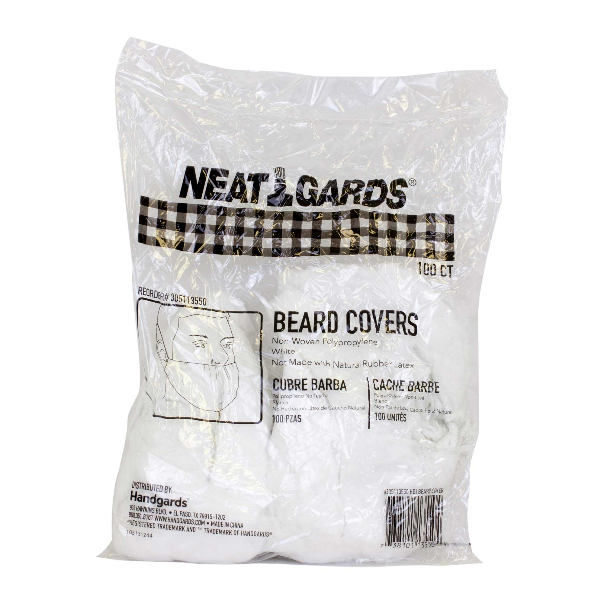 Neatgards White Polypropylene Non Woven Disposable Beard Cover, 18 Inch -- 1000 Per Case