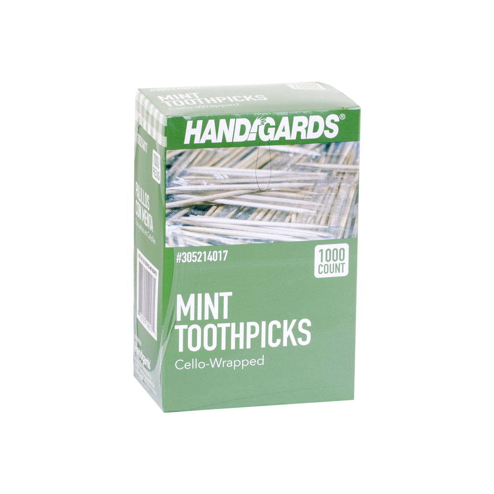 Handgards Cello Wrapped Mint Disposable Wood Toothpick -- 12000