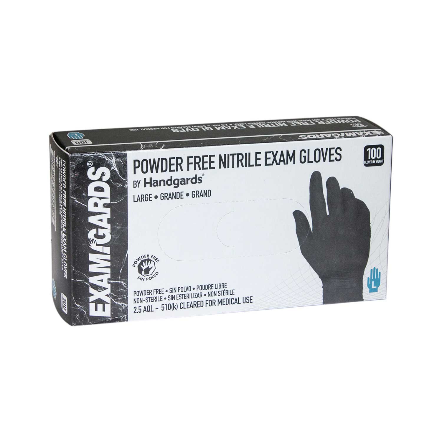 Examgards Black Large Nitrile Disposable Gloves -- 1000 Per Case