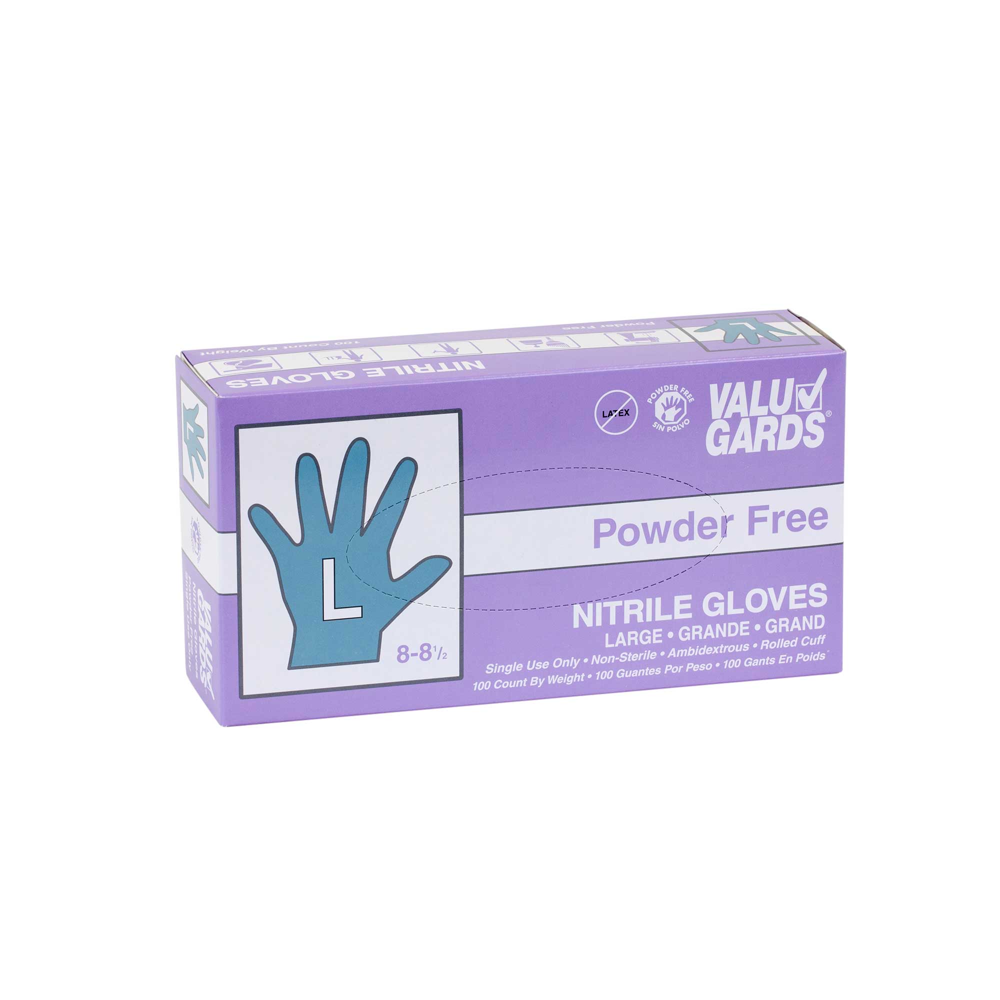 Valugards Purple Large Disposable Nitrile Gloves -- 1000 Per Case