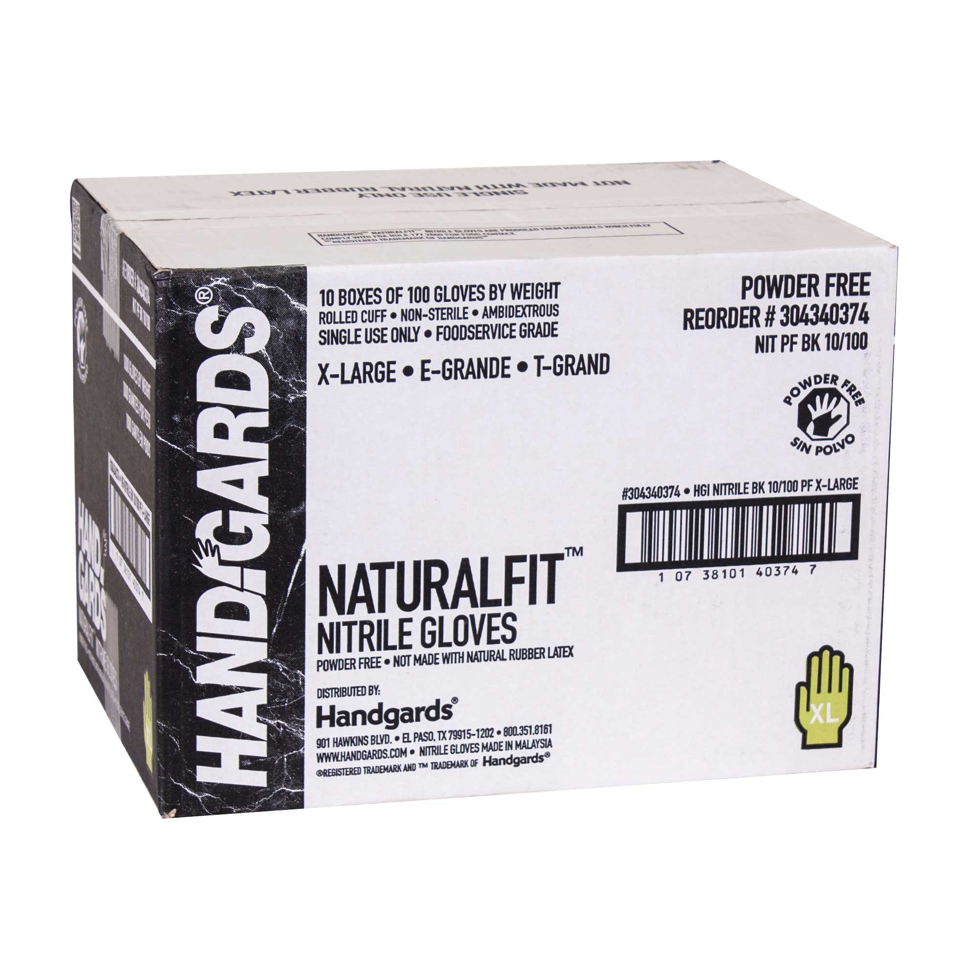 Handgards Black Powder Free Extra Large Disposable Nitrile Gloves