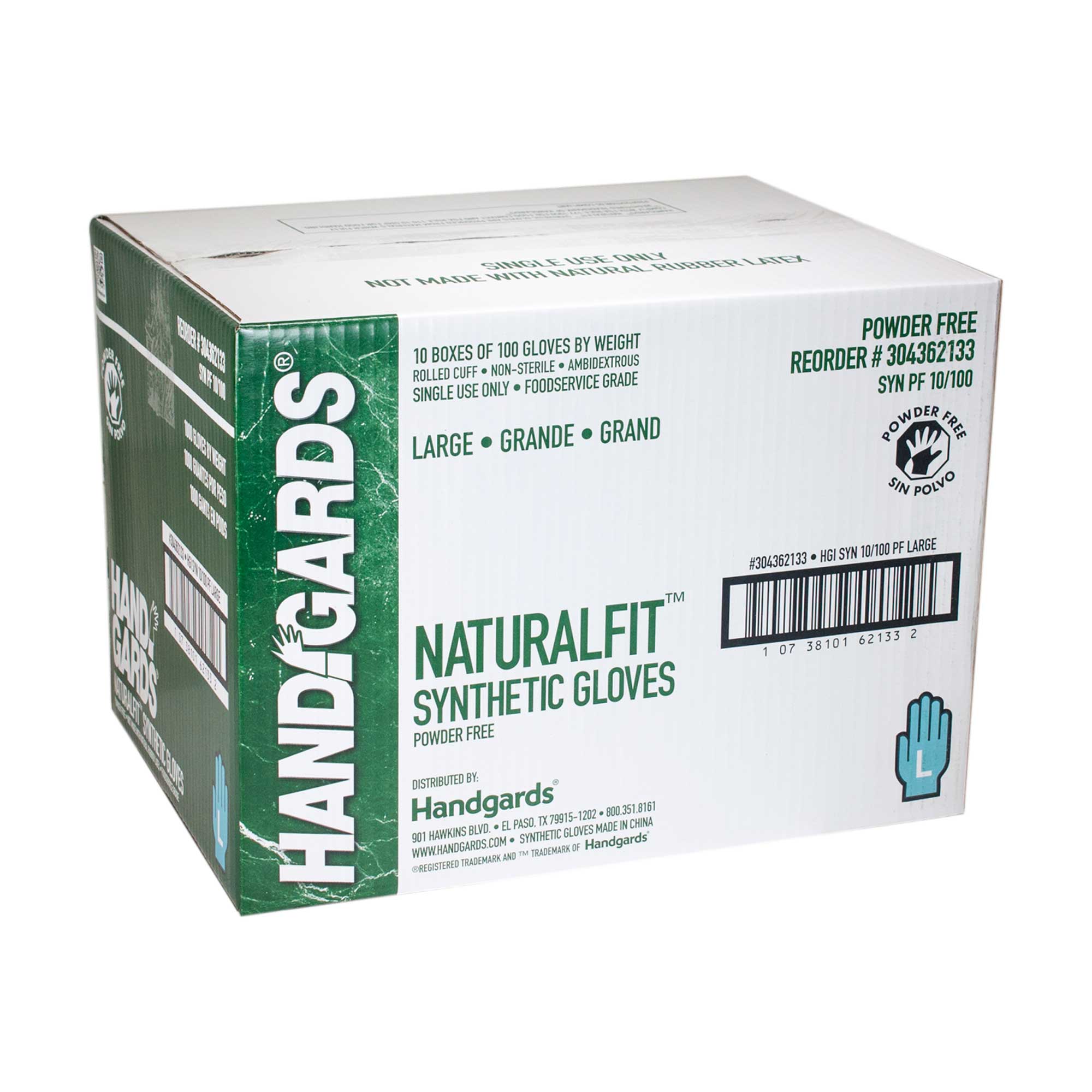 Handgards Large White Synthetic Disposable Glove 10 per case.