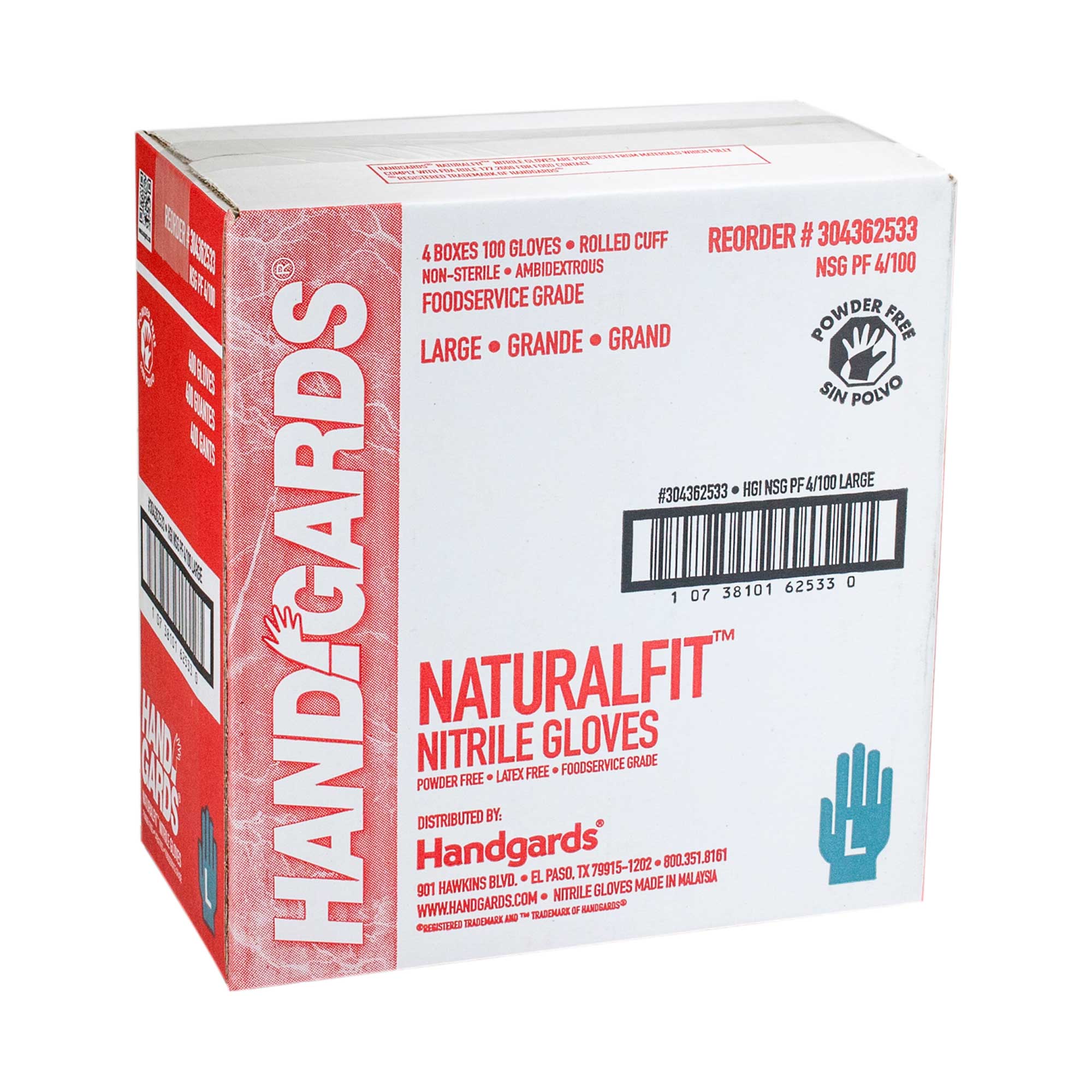 HandGards Nitrile Large Blue Disposable Glove 400 per case