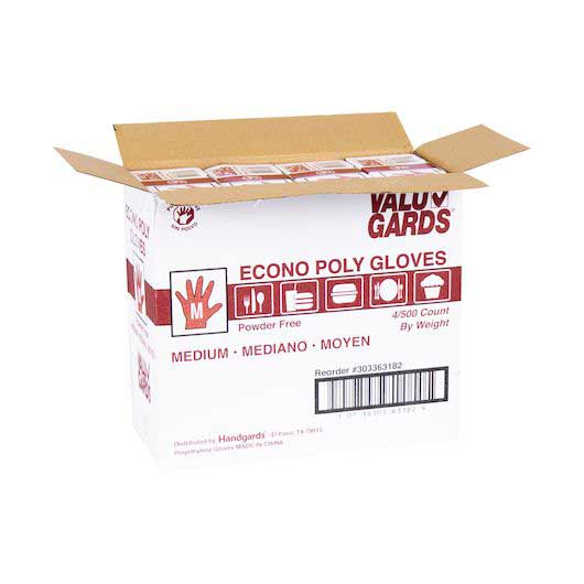Valugards Poly Medium Gloves, 500 Count -- 4 Per Case