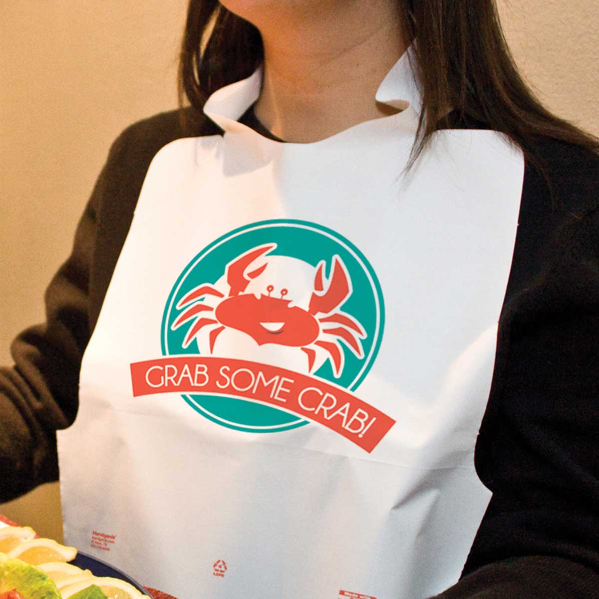 Neatgards Embossed White Crab Adult Disposable Poly Bib, 15.5 X 20 Inch -- 500 Per Case