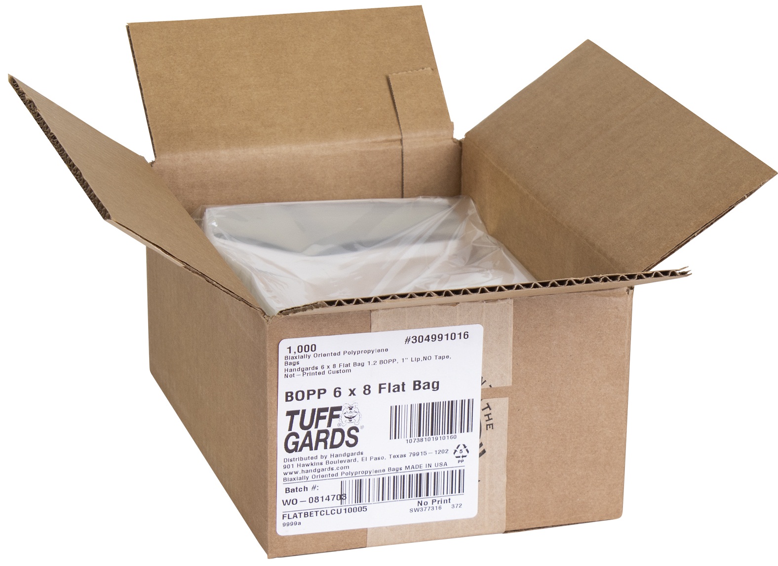 Tuffgards High Clarity Polypropylene Flat Stack Sealable Food Storage Bag, 6 X 8 Inch -- 1000 Per Case