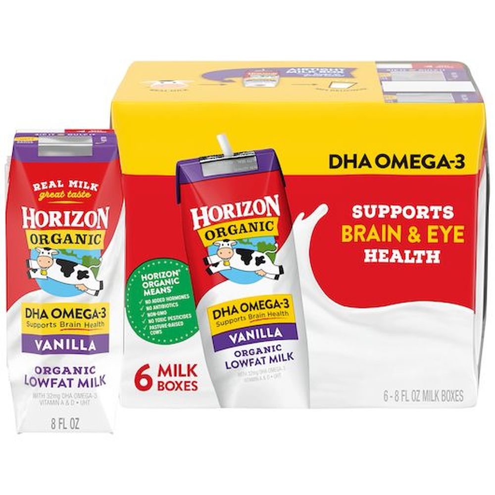 Horizon Organic 1 Percent Low Fat Vanilla Milk with Dha Omega-3, 48 Fluid Ounce Aseptic Box -- 3 per case