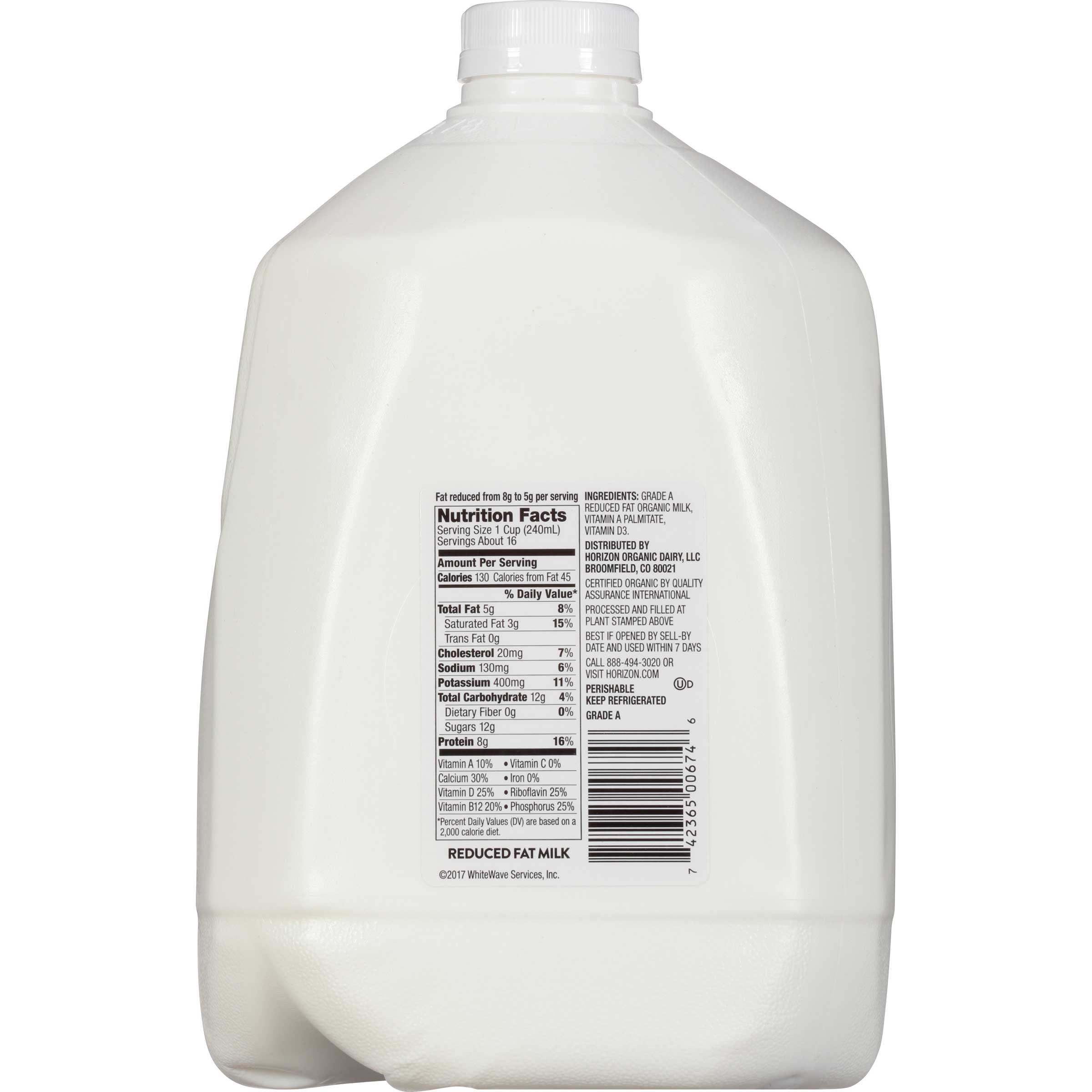 Horizon Organic Reduced Fat Milk, 1 Gallon -- 4 per case.