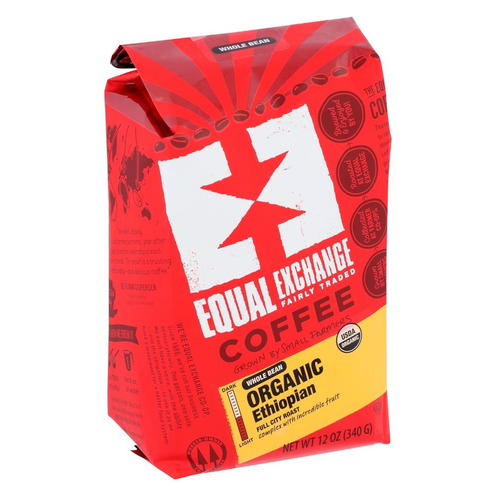 Equal Exchange Organic Ethiopian Whole Bean Coffee, 12 Ounce -- 6 per case