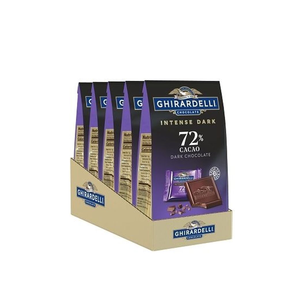 Cuadritos De Chocolate Oscuro Ghirardelli Intense Con 72 Por Ciento De Cacao, 7.1 Onza -- 5 Por Caja