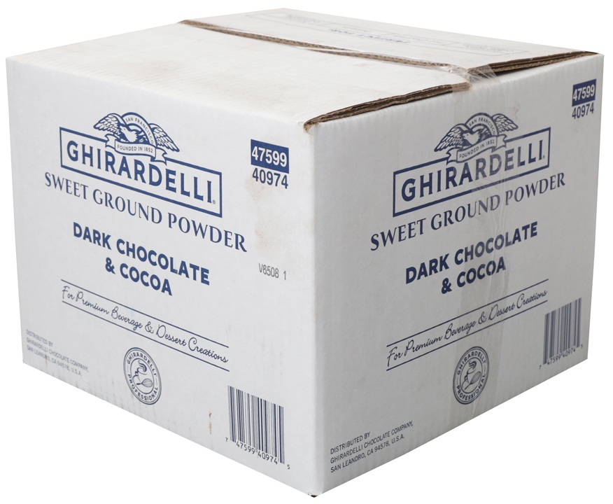 Ghirardelli Dark Chocolate And Cocoa Sweet Ground Powder, 25 Pound Bag