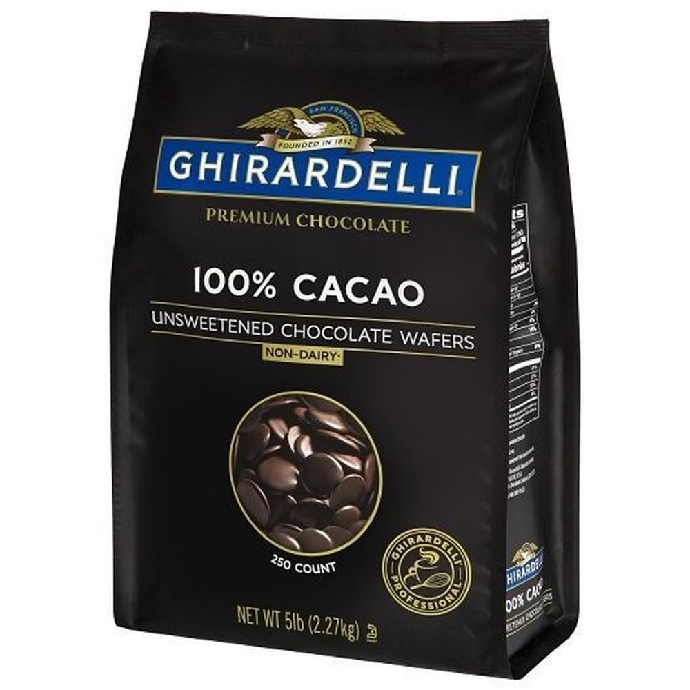 Ghirardelli 100 Percent Unsweetened Chocolate Wafer, 80 Ounce -- 2 Per Case