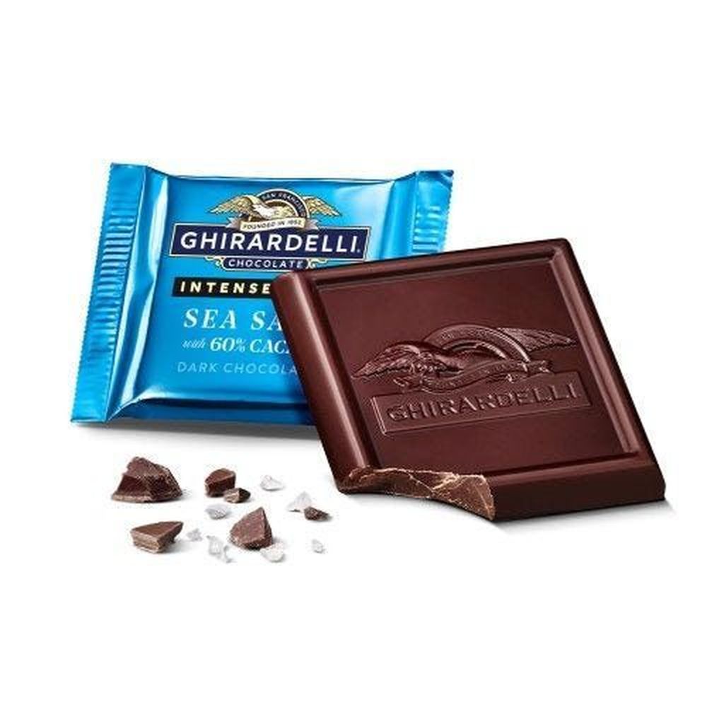 Ghirardelli Intense Dark Sea Salt 60 Percent Cacao Dark Chocolate Squares, 0.37 Ounce -- 540 per case