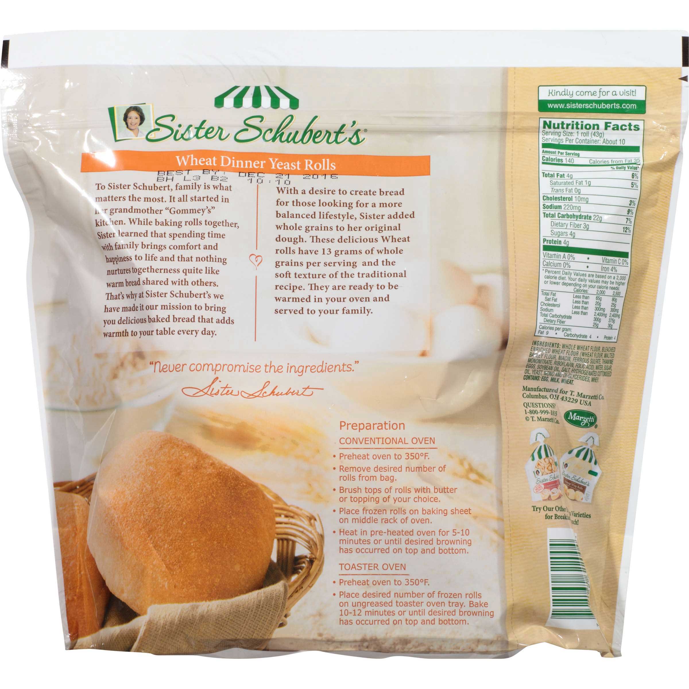 Sister Schubert Wheat Dinner Yeast Roll, 15 Ounce -- 8 Per Case