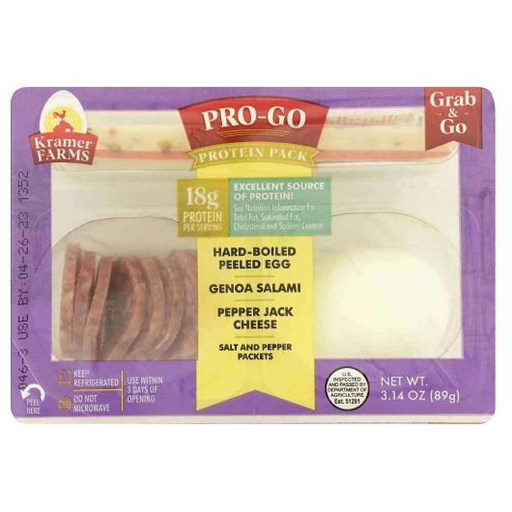 Kramer Farms Pro-go Protein Hard-boiled Peeled Egg Genoa Salami And Cheese, 3.14 Ounce -- 12 Per Case