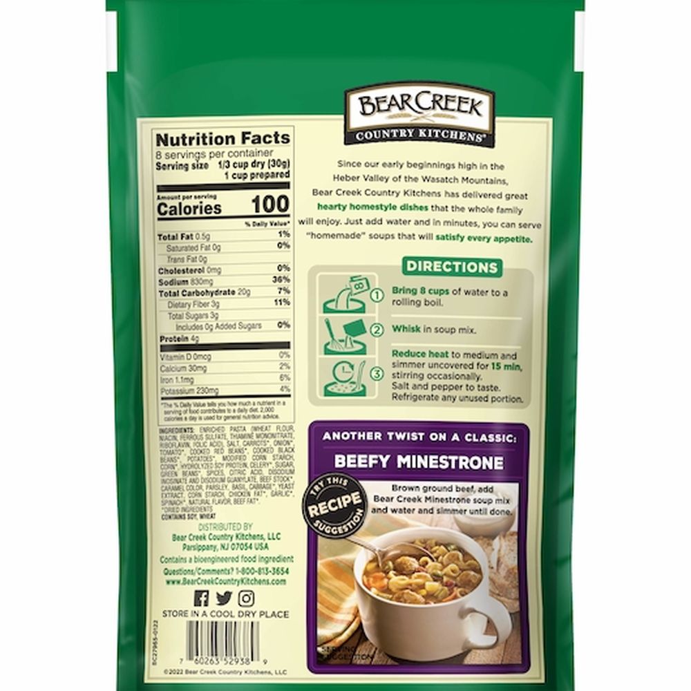 Bear Creek Dry Minestrone Soup Mix, 8.4 Ounce -- 6 Per Case