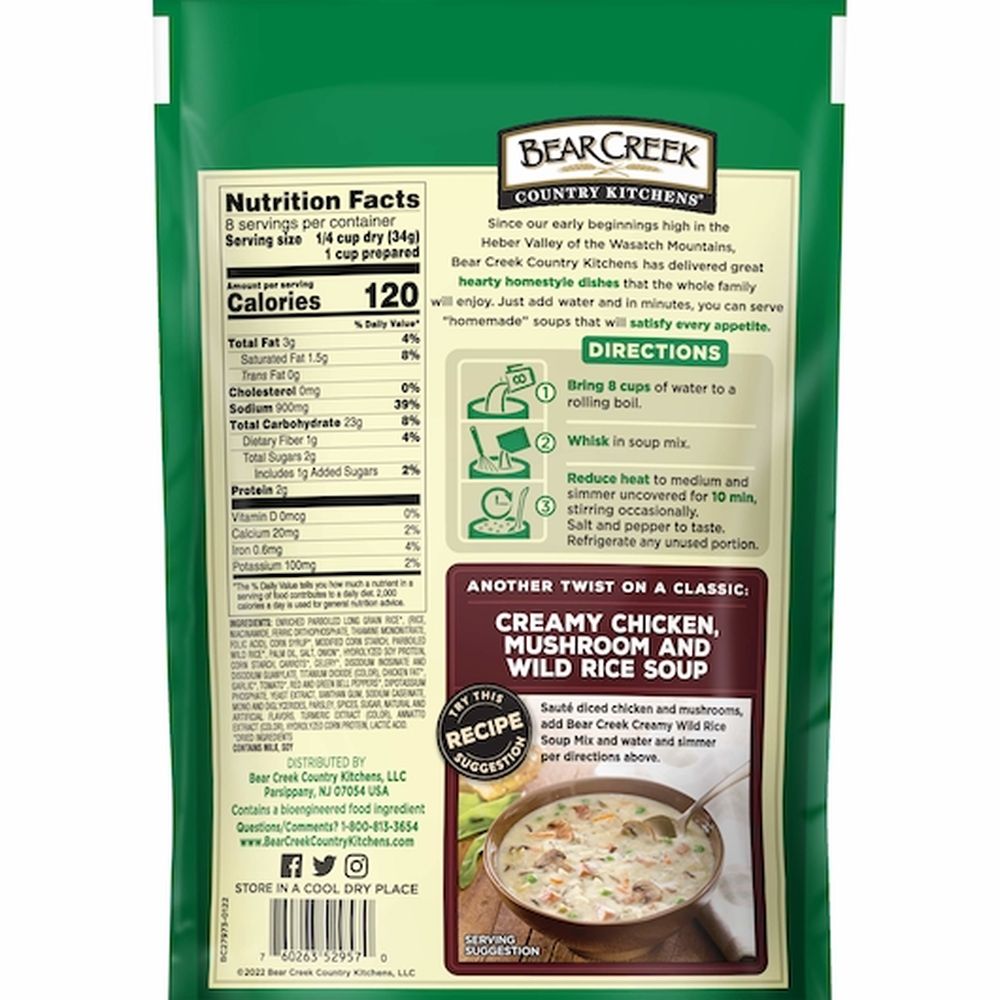 Bear Creek Creamy Wild Rice Soup Mix, 9.6 Ounce -- 6 Per Case