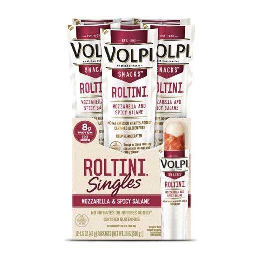Volpi Roltini Singles Mozzarella And Spicy Salami, Display Ready Carton, 1.5 Ounce -- 24 Per Case