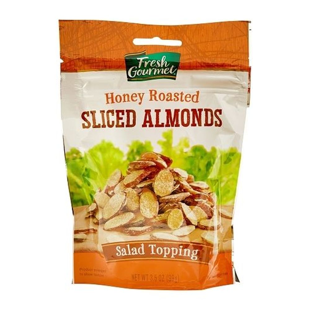 Fresh Gourmet Honey Roasted Sliced Almonds, 3.5 Ounce Bag -- 9 per case