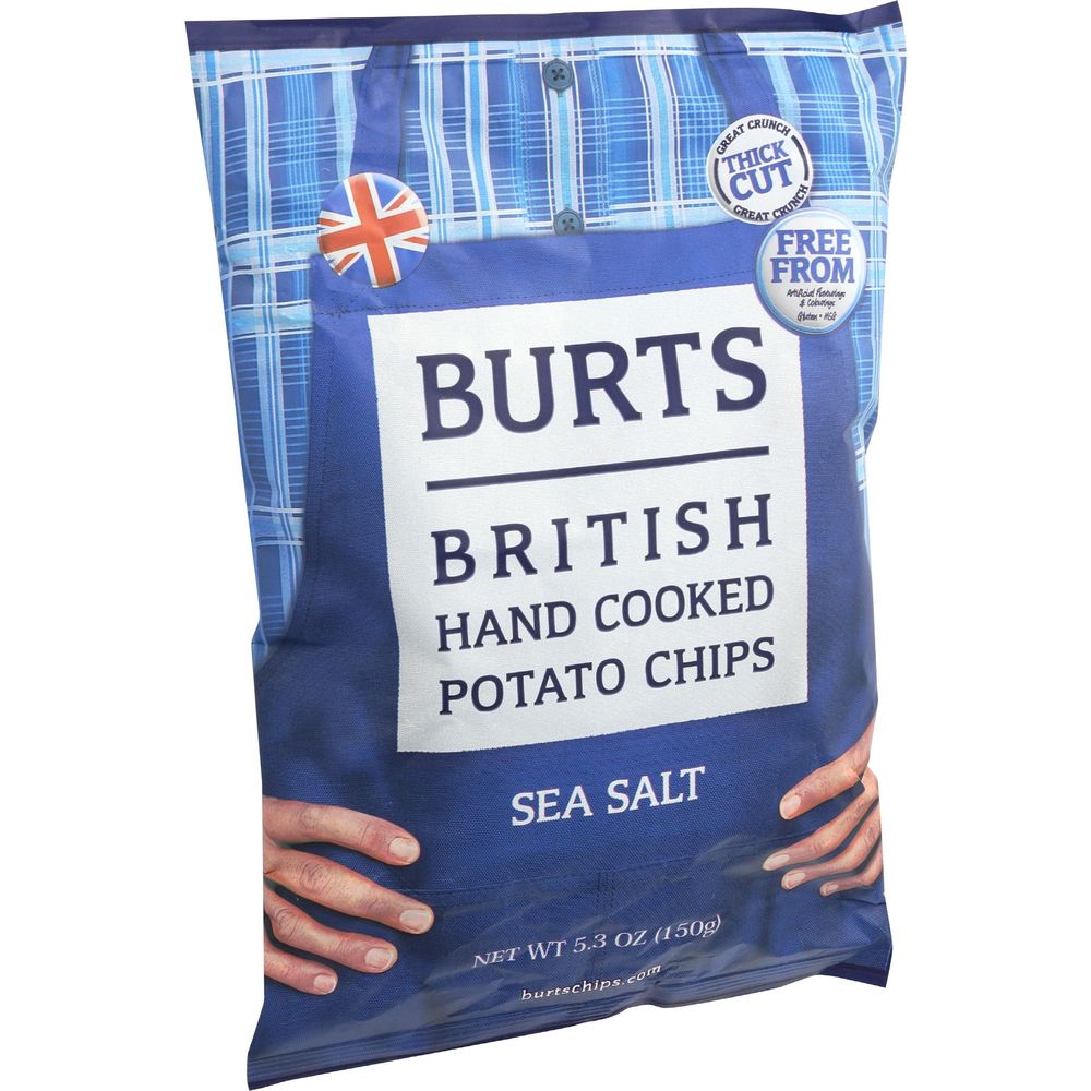 Burts British Sea Salt Hand Cooked Potato Chips, 5.3 Ounce -- 10 Per Case
