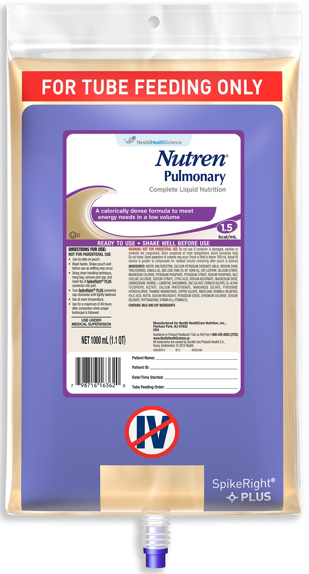 Nutren Pulmonary Liquid Nutrition, 1000 Ml -- 6 Per Case