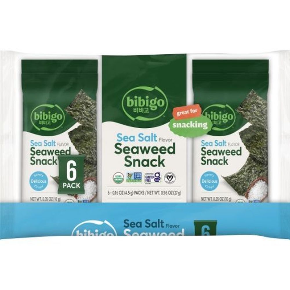 Bibigo Sea Salt Flavor Seaweed Snacks, 0.16 Ounce -- 36 Per Case