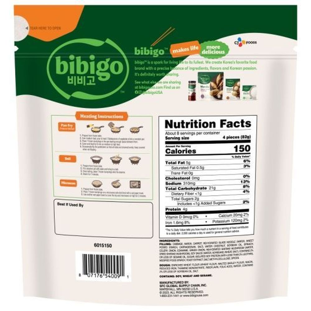 Bibigo Vegetable Dumplings Potstickers, 24 Ounce -- 9 Per Case