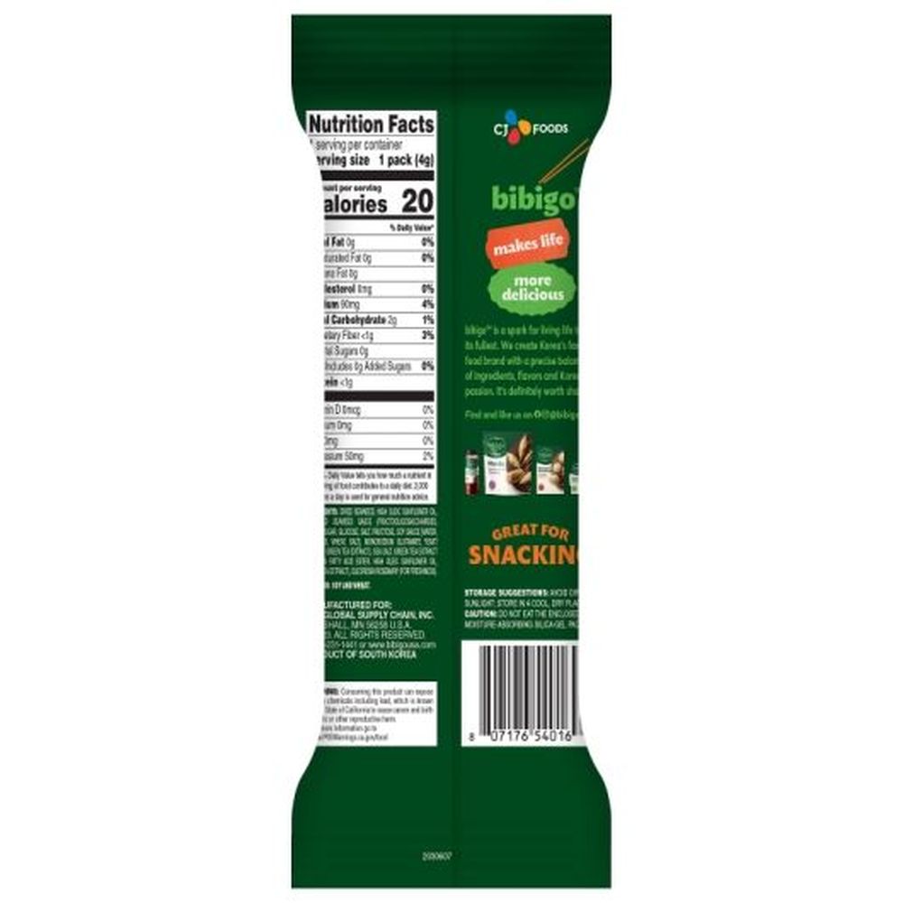 Bibigo Crispy Sea Salt Flavor Seaweed Crisps, 0.14 Ounce -- 12 per case