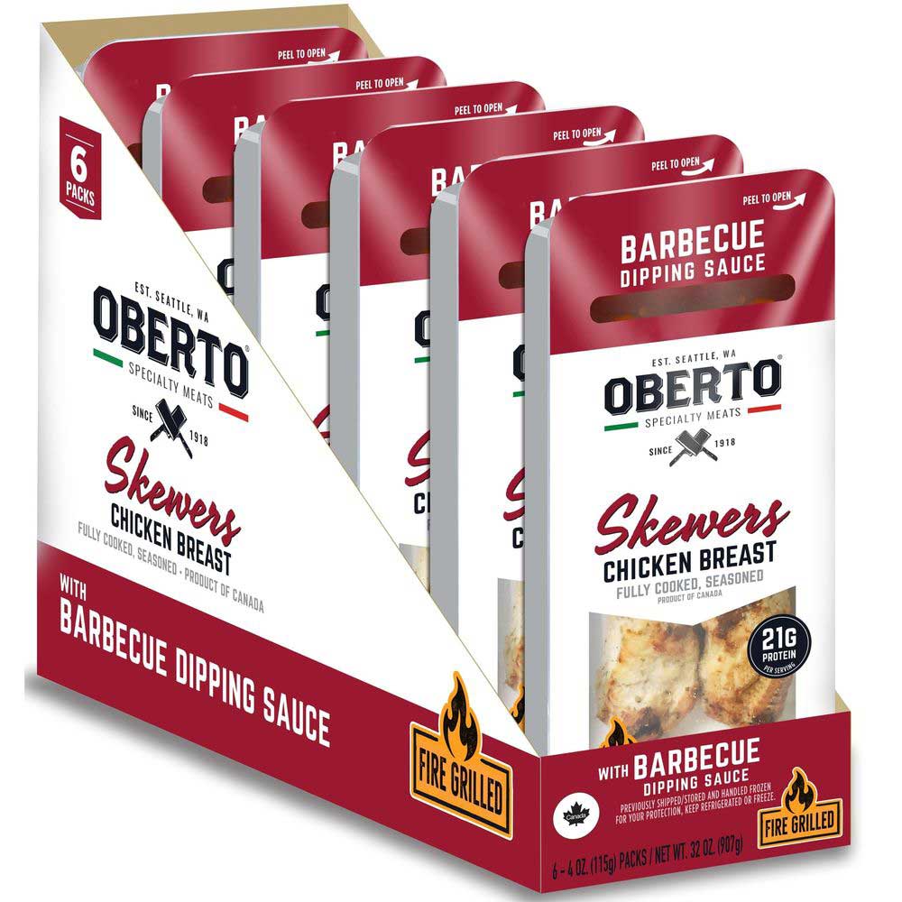 Oberto Fully Cooked Seasoned Bbq Chicken Breast Skewers, 4 Ounce -- 30 Per Case
