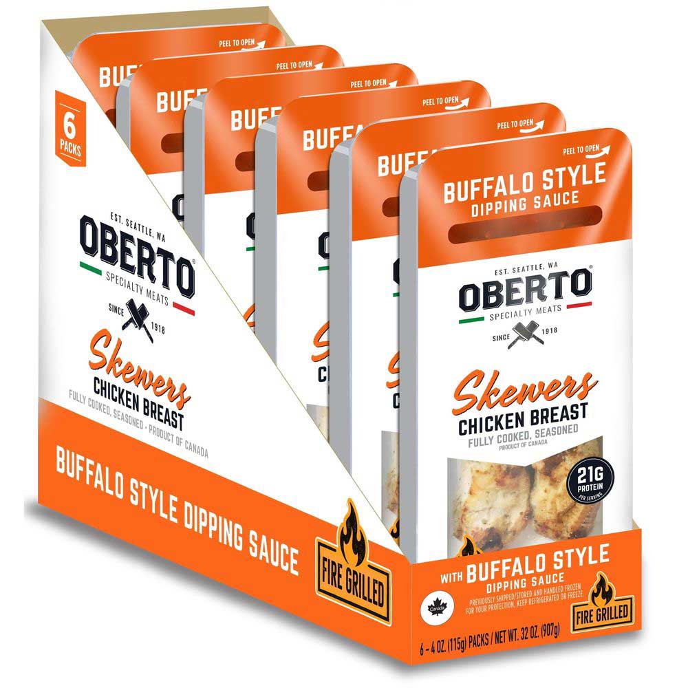 Oberto Fully Cooked Seasoned Buffalo Chicken Skewers, 4 Ounce -- 30 Per Case