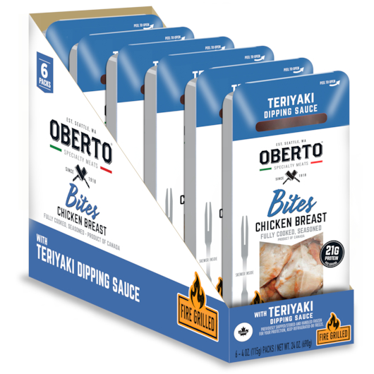 Oberto Chicken Bites With Teriyaki Dipping Sauce, 4 Ounce -- 30 Per Case