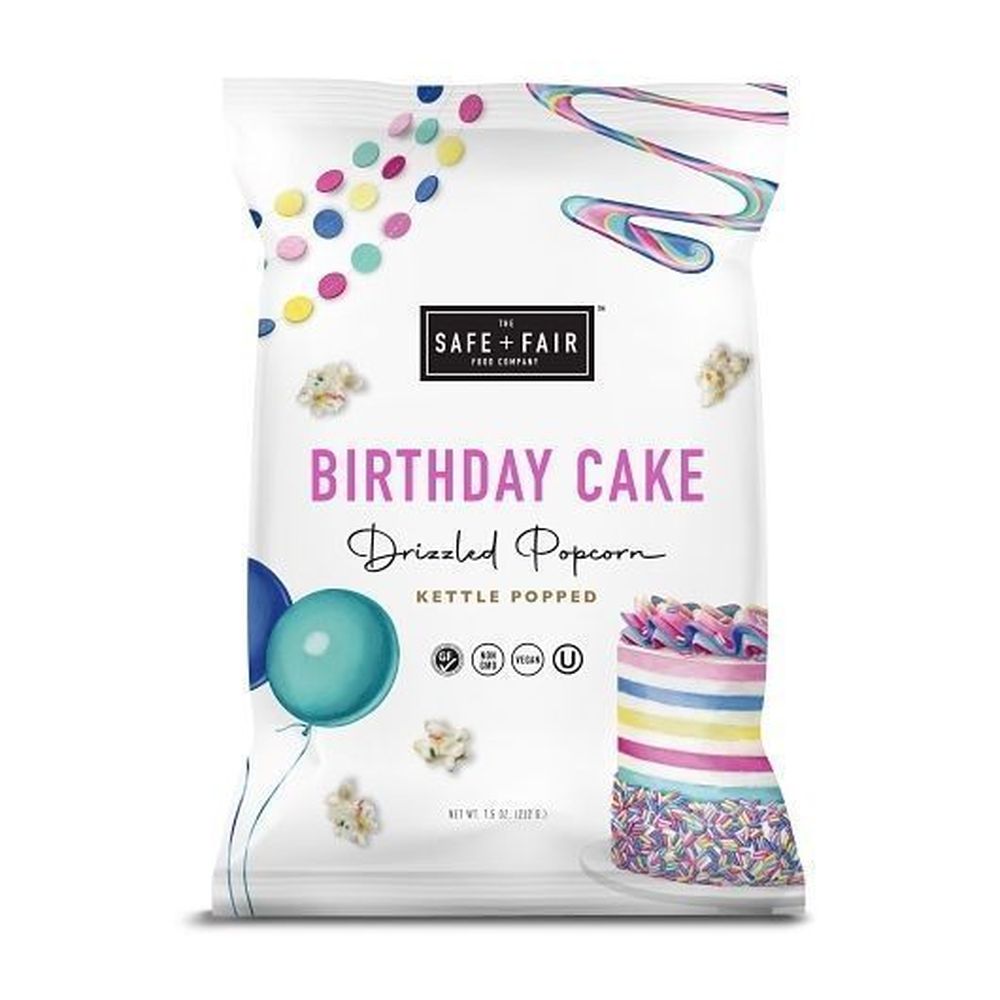 Safe + Fair Birthday Cake Flavored Drizzled Popcorn, 5.5 Ounce -- 6 Per Case