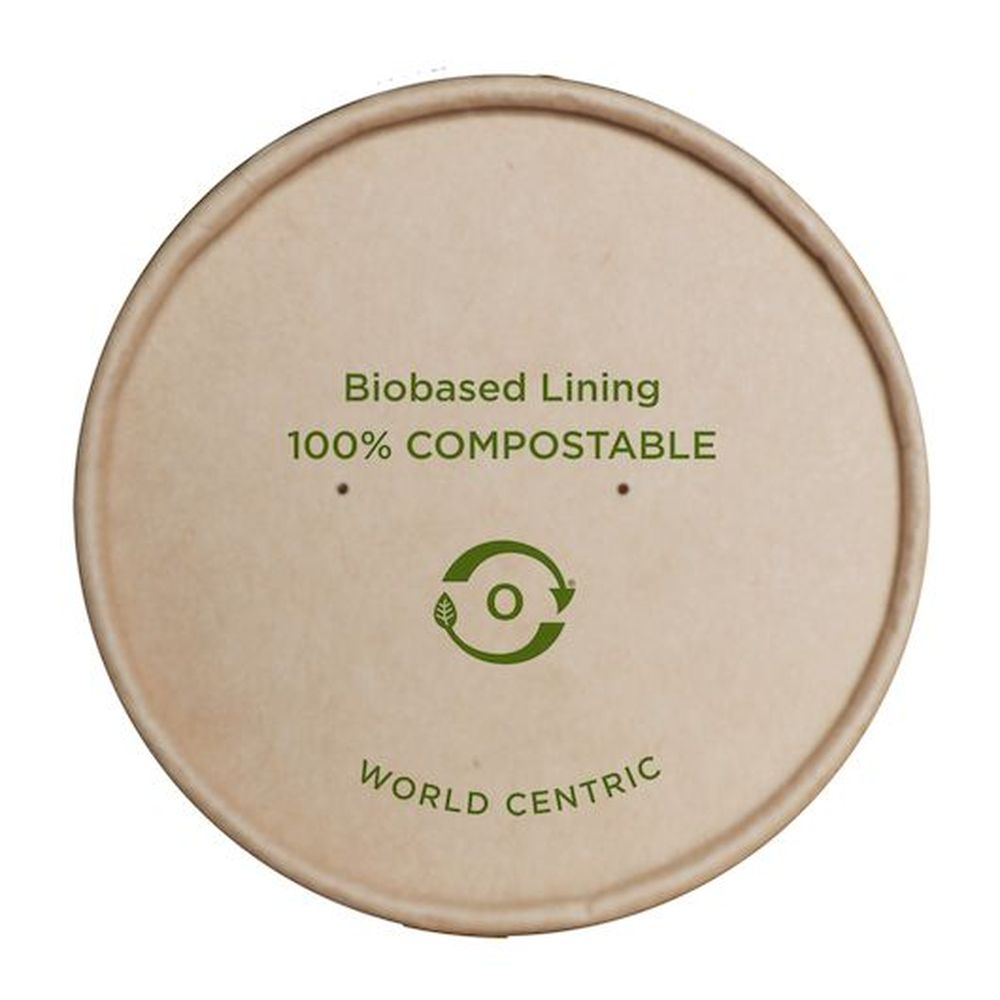 World Centric Kraft 12 To 32 Ounce Paper Bowl Lid Only, 25 Count -- 20 Per Case