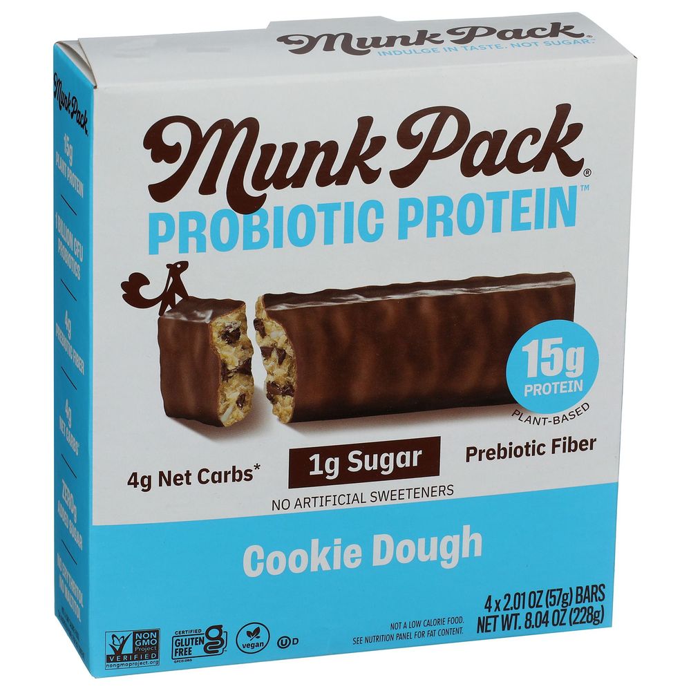 Munk Pack Cookie Dough Probiotic Protein Bar, 8.04 Ounce -- 6 Per Case