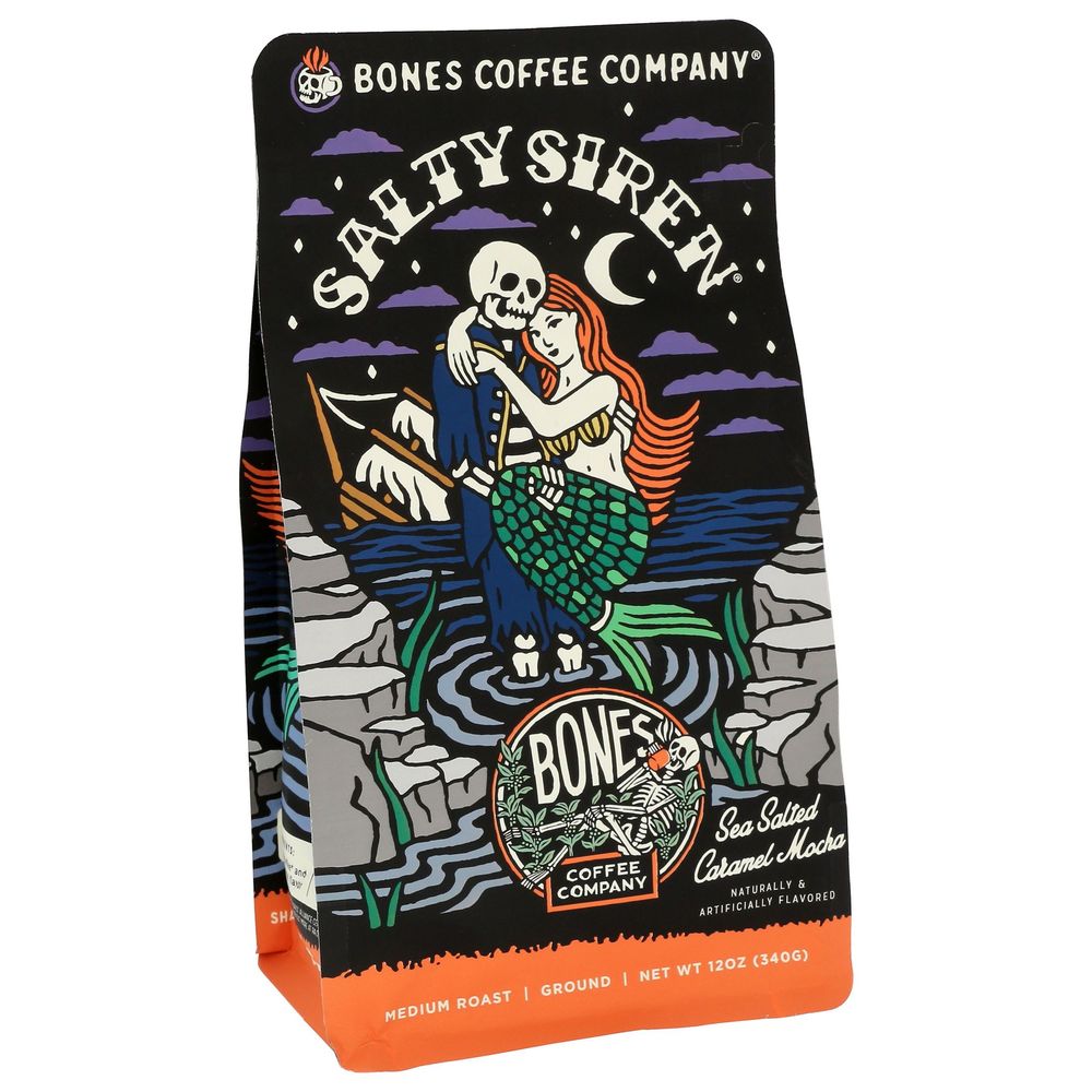 Bones Coffee Company Salty Siren Medium Roast Ground Coffee, 12 Ounce -- 12 Per Case