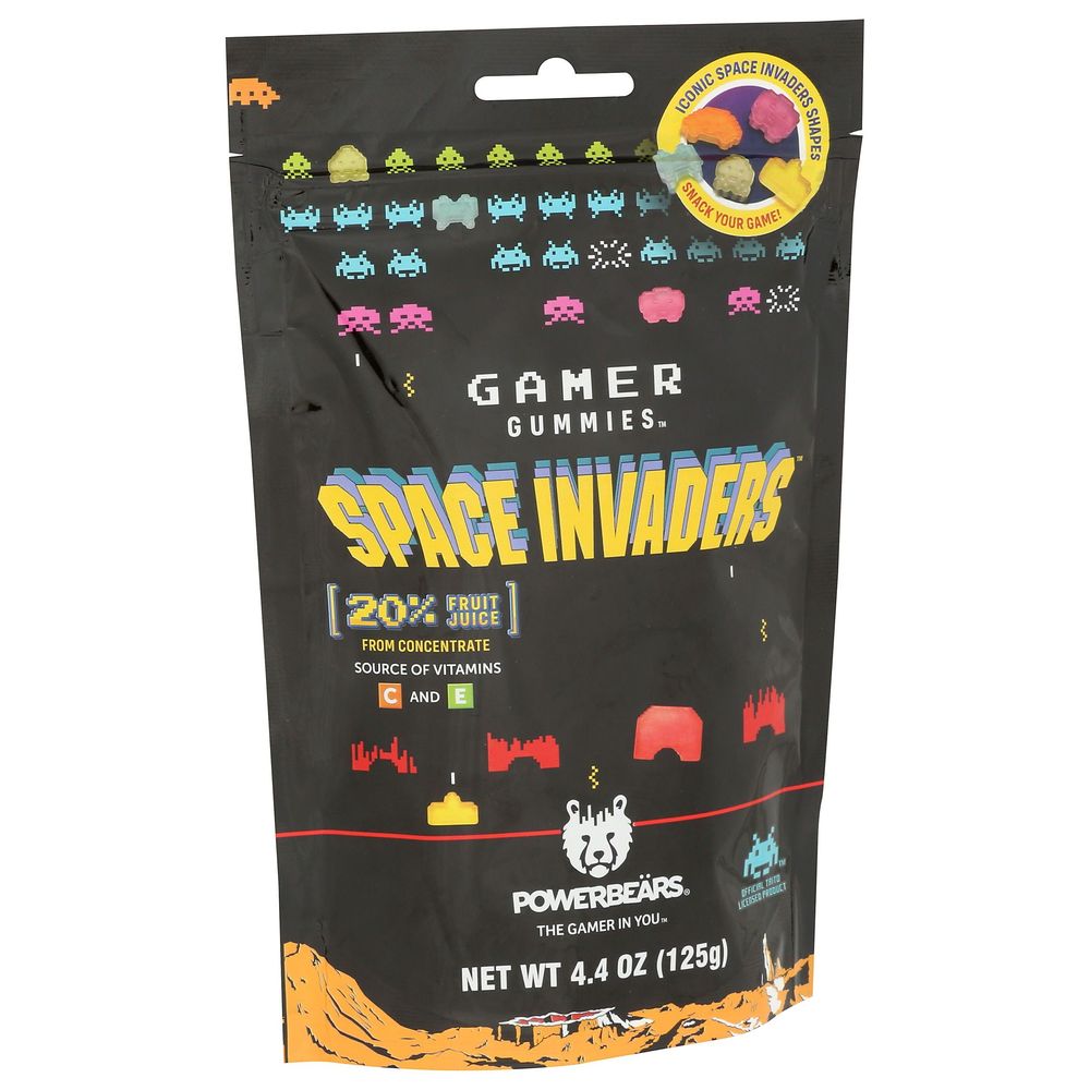 Powerbears Space Invaders Gamer Gummies, 4.4 Ounce Bag -- 6 Per Case