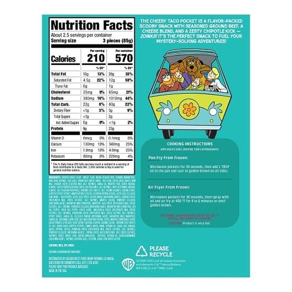 Scooby Doo Cheesy Taco Pocket, 8 Ounce -- 6 Per Case