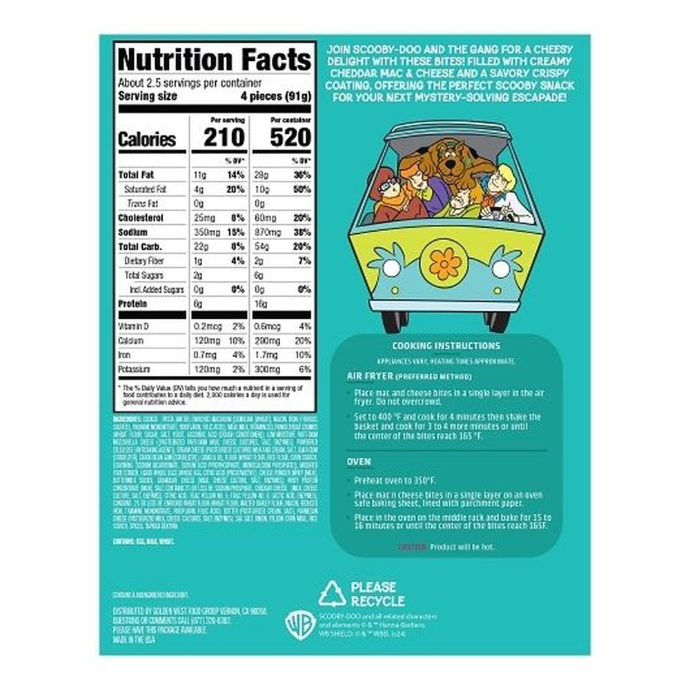 Scooby Doo Mac And Cheese Bites, 8 Ounce -- 6 Per Case