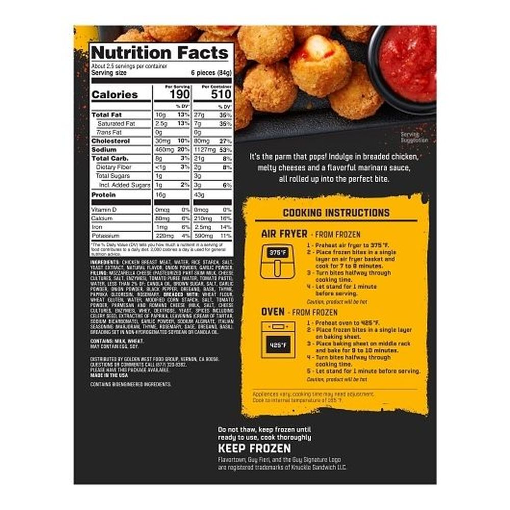 Flavortown Chicken Parmesan Bites, 8 Ounce -- 6 Per Case