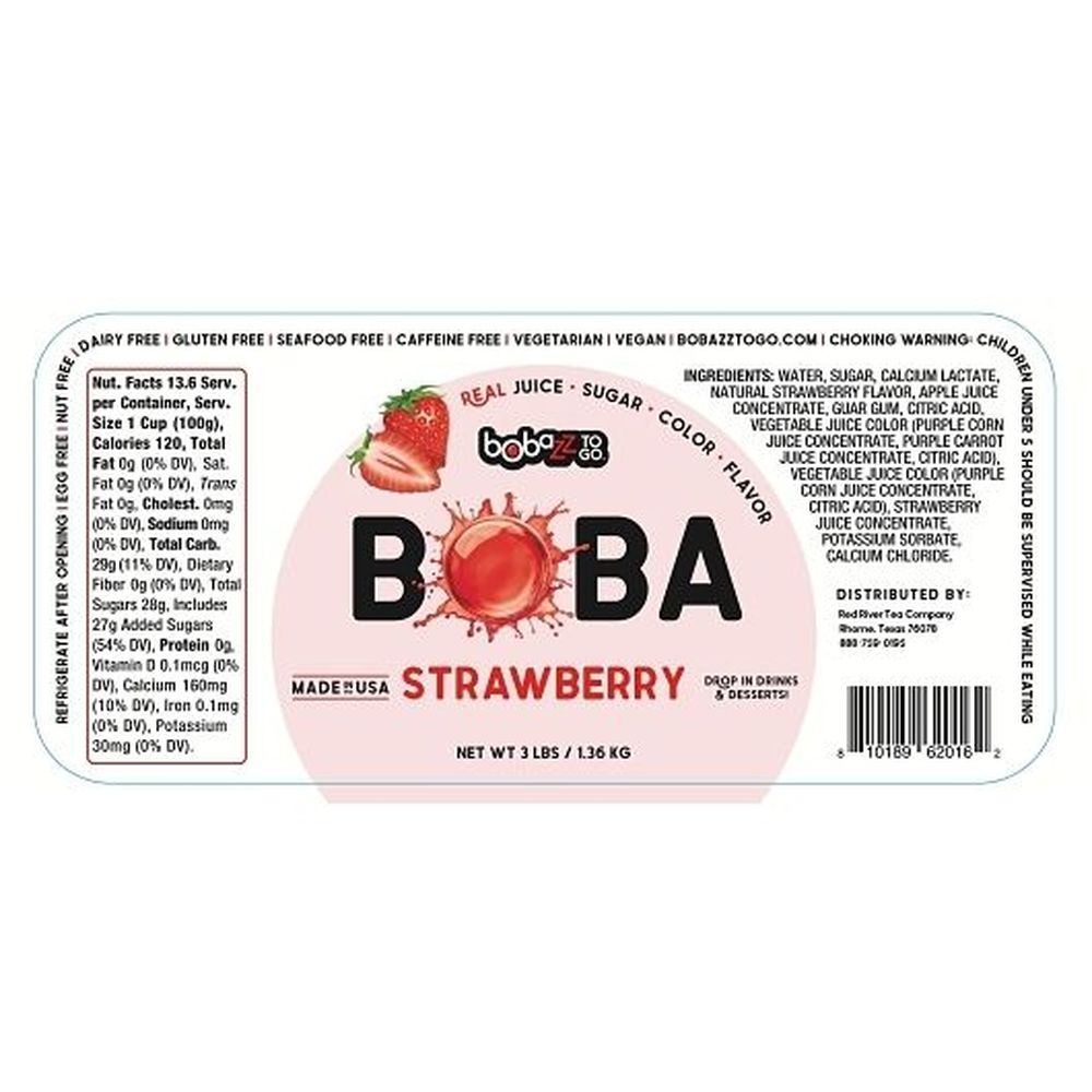Bobazz To Go Strawberry Boba, Bulk, 3 Pound -- 9 Per Case