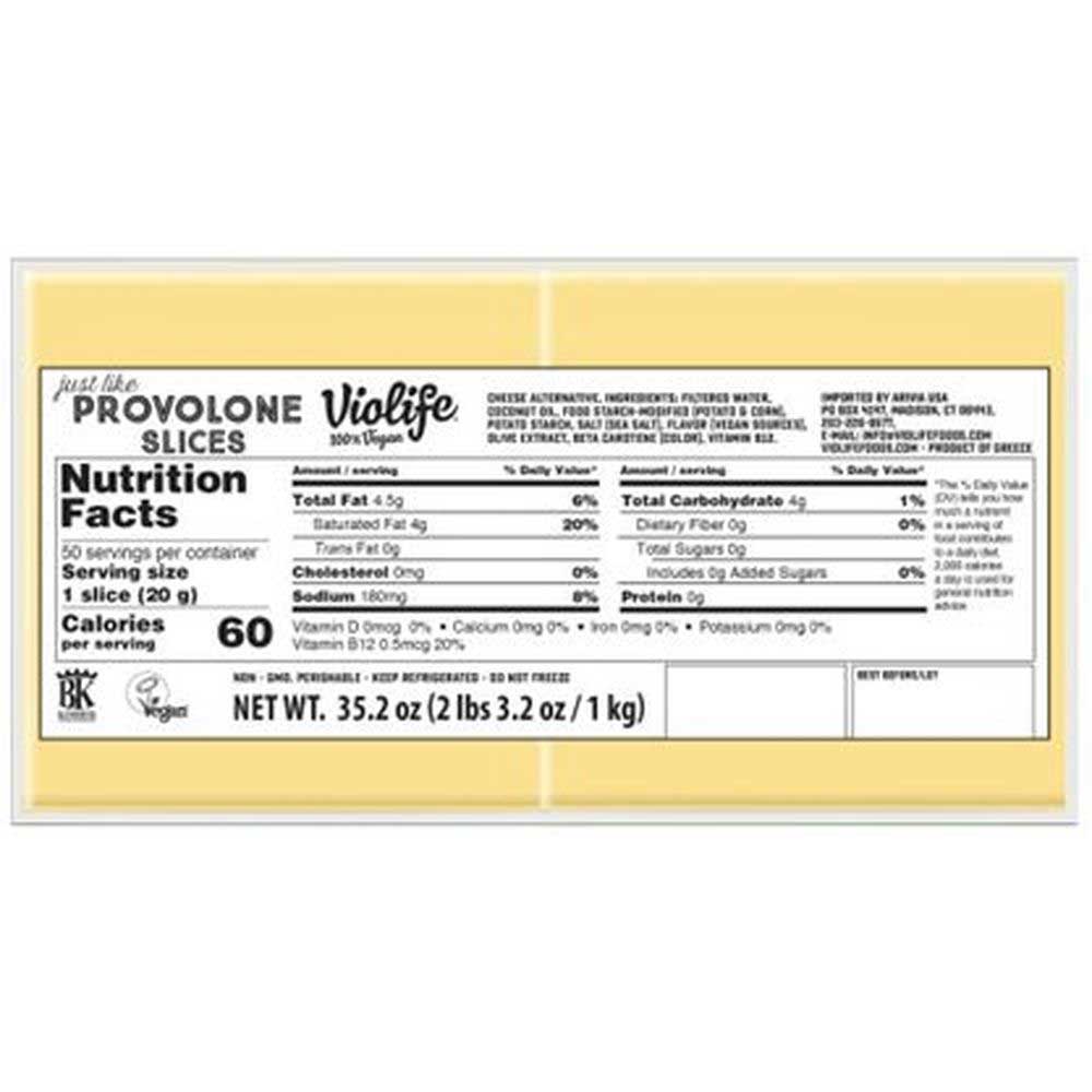 Violife 100 Percent Vegan Just Like Provolone Slice, 2.2 Pound -- 5 Per Case