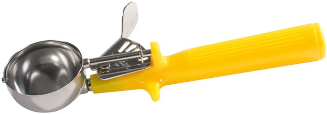 Winco Deluxe Stainless Steel One-piece Yellow Handle Size 20 Ice Cream Disher, 1 5/8 Ounce -- 36 Per Case