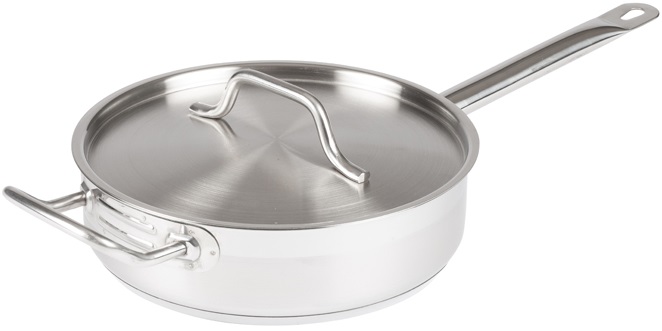 Winco Stainless Steel Saute Pan With Cover, 3 Quart -- 6 Per Case