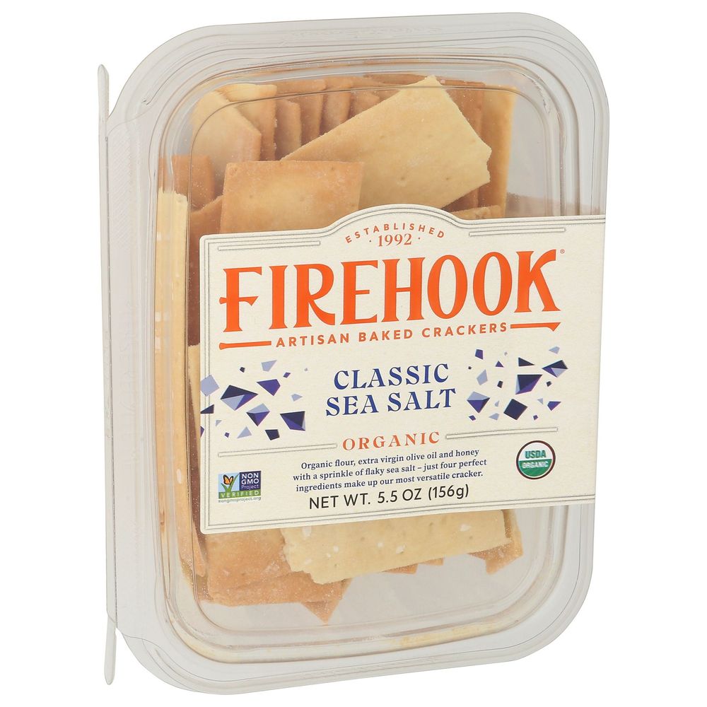 Firehook Organic Classic Sea Salt Crackers, 5.5 Ounce -- 8 Per Case