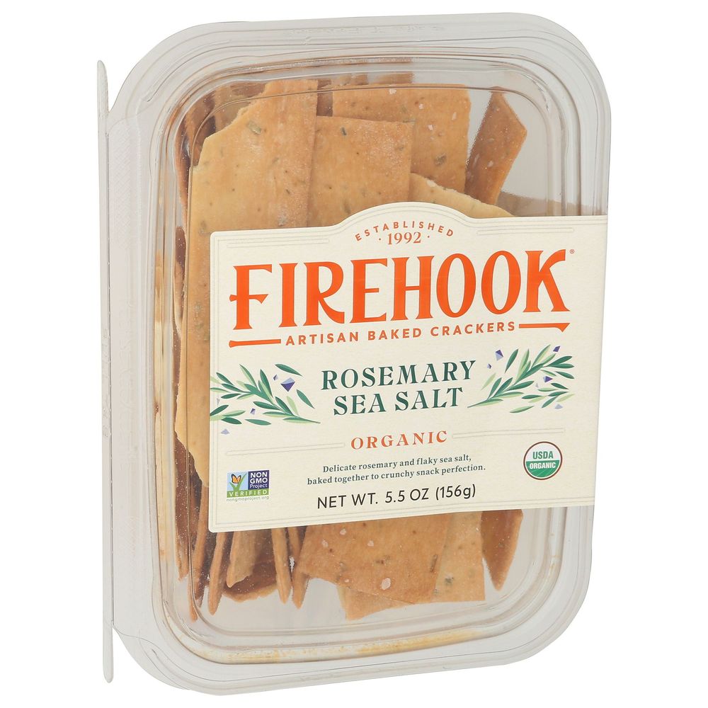 Firehook Organic Rosemary Sea Salt Crackers, 5.5 Ounce -- 8 Per Case