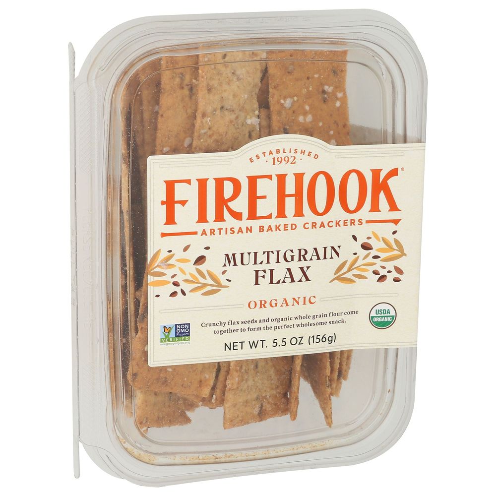 Firehook Organic Multigrain Flax Crackers, 5.5 Ounce -- 8 Per Case