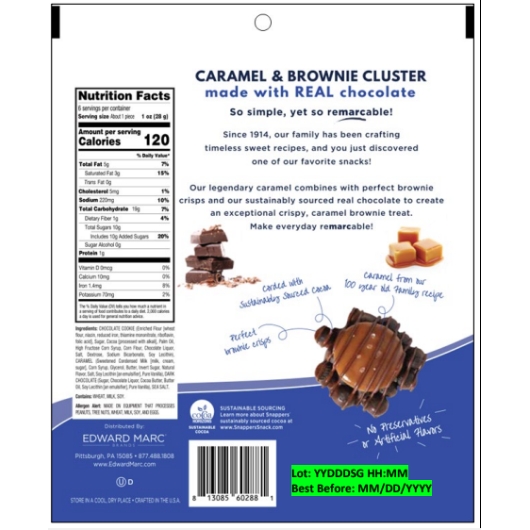 Edward Marc Caramel Brownie Cluster, 6 Ounce -- 10 Per Case
