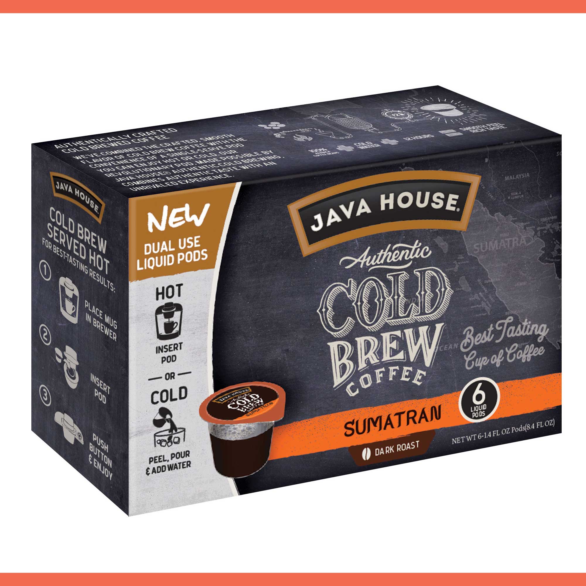 Java House Sumatran Authentic Cold Brew Coffee Pod, Fluid